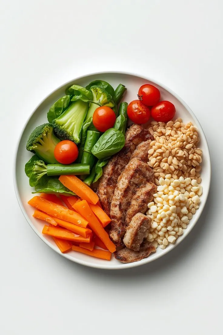 Simple balanced meal on a white plate